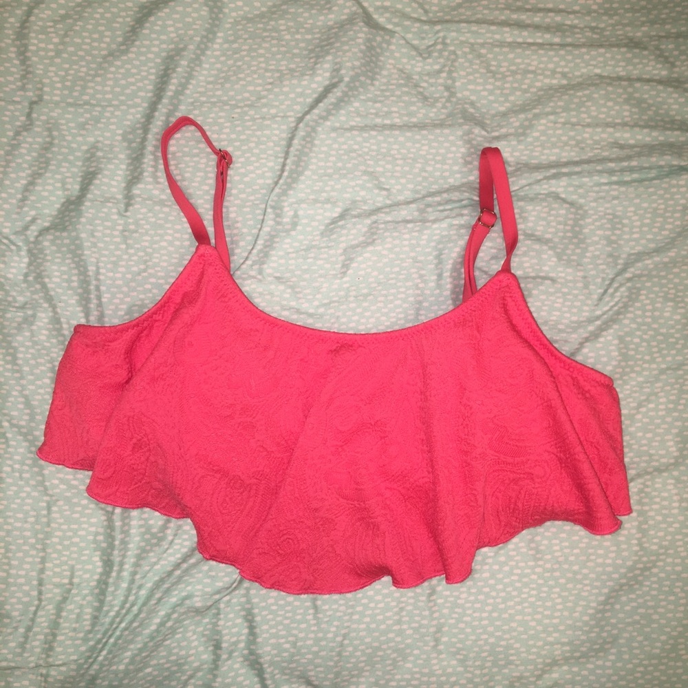 Red flounce bikini top